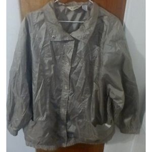 Haband Womens Windbreaker Rain Jacket XL Tan Snap Up Lined